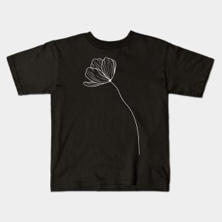 Flower Line Art Poppy Flower Line Work Plain Kids T-Shirt